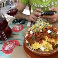 Loaded nachos and sangria at Temple Natura in Mallorca