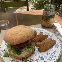 Bleu cheese burger  at Temple Natura in Mallorca