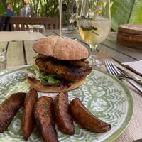 Homemade burger & Kombucha  at Temple Natura in Mallorca