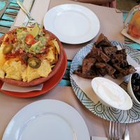 Starters Nachos & Bread with olives at Temple Natura in Mallorca