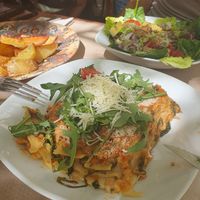 Chef's special main course....Lasagne at Temple Natura in Mallorca