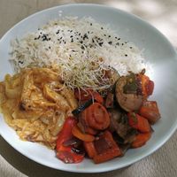 Vegan chicken satay at Temple Natura in Mallorca