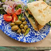 Escalope Sandwich at Temple Natura in Mallorca
