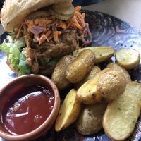 Pulled jackfruit burger   at Temple Natura in Mallorca