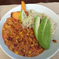 Main / Chili sin carne (really good but a bit mild IMO) at Temple Natura in Mallorca