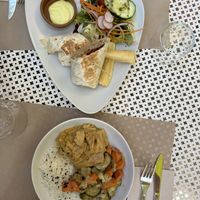 Burrito and vegan chicken satay 🌱  at Temple Natura in Mallorca