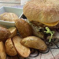 Classic burgerr  at Temple Natura in Mallorca