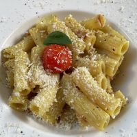 Pasta Cabonara at Temple Natura in Mallorca