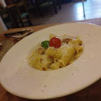 Pasta carbonara at Temple Natura in Mallorca