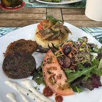 Seitan Burger and a Risotto  at Temple Natura in Mallorca