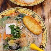 Hashbrown and spring roll are vegan but fried with the same tray of oil with animal products at Dragon Hot Pot  in Clayton