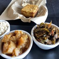 Como Plate w/Corn Bread in Background 😋😋😋  at Souley Vegan in Oakland