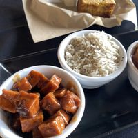 Close-Up of BBQ Tofu and Rice 🍚   at Souley Vegan in Oakland
