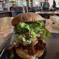 The mountain sized Toasty Burger - oh how I’ve missed you   at Souley Vegan in Oakland