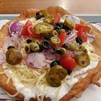 Vegan langos at Retro Lángos Budapest Vécsey 3 in Budapest