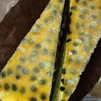Vegan passionfruit cheesecake. at Funky's Coffee and Eatery in Bundaberg