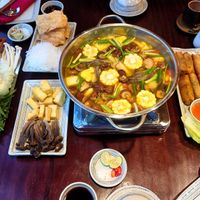 Amazing hot pot plus spring roll at MOANA Vegetarian Restaurant in Sapa