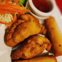 Spring rolls and samosas   at Choc Dee in Palm Cove