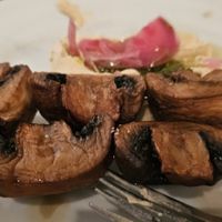 Mushroom dishe with Humus at Bobbe Speisesalon in Berlin