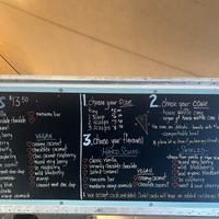 Menu including 2 vegan flavours: coconut and chocolate coconut    at Love's Ice Cream in Cumberland