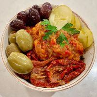 Zacusca bowl at Dacia Felix in Bucharest