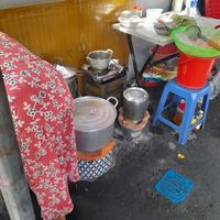 Street food kitchen at Quán Chay Kinh Moi in Ho Chi Minh City