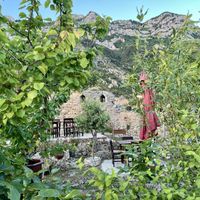 Other seating areas in the garden on the walls   at Rooms & Restaurant EMILIANO - Castle of Kruje in Kruje
