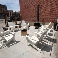 Outside fire pit  at Tiny's Coffee Bar in Gary