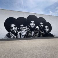 Jackson 5 mural across the street   at Tiny's Coffee Bar in Gary