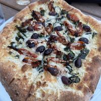 Spinacchi with vegan cheese  at Boss Dog Brewing Co. in Cleveland Heights