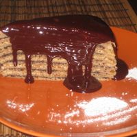 Layered pancake at Kozmosz Vegan Etterem in Budapest