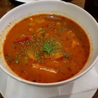 Bean goulash with veggies and smoked tofu at Kozmosz Vegan Etterem in Budapest