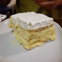 Hungarian pudding/whipped cream dessert at Kozmosz Vegan Etterem in Budapest