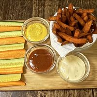 Dipping plate, the fries were nice  at Kozmosz Vegan Etterem in Budapest
