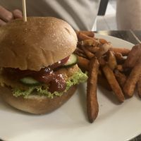 Tofu burger  at Kozmosz Vegan Etterem in Budapest