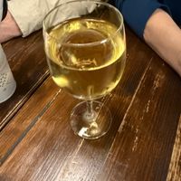 Witch white wine at Kozmosz Vegan Etterem in Budapest