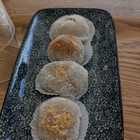 Mochi cacahuète, mochi peach and verbena, mochi framboise and litchy at Mochi Coffee in Provence-alpes-côte D'azur