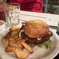 Vegan burger  at PURA in San Isidro