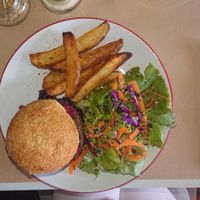 Vegan burger at PURA in San Isidro