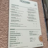 Menu  at Focacciando in Berlin