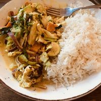 Yellow curry at Café Schneor in Tel Aviv