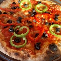 Veggie pizza without the cheese   at Fabiani Restaurant & Bar in Kruje