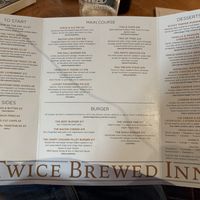 Menu  at Twice Brewed Inn in England
