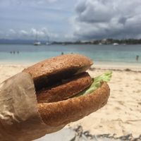 Végéburger to go at Delices Nature in Pointe-a-pitre