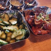 Gobi Manchurian and Cucumber Salad at Poppadom & Pints in England
