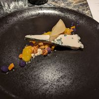 Fruit with pretzel crumb and vegan blue cheese at Vaust Bar & Restaurant in Berlin