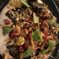 Eggplant- beware that is vegan yogurt not tahini  at Al-Andalus in New York City