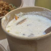 Coconut milk soup with veggies and curry  at Vientian wok bar Eger in Eger