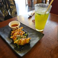 Potstickers with Cucumber Lemonade at Oko Noodle Bar in Guanajuato