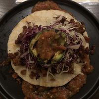 Vegan chorizo tostada app - big enough for a meal  at Farmer's Table in Boca Raton